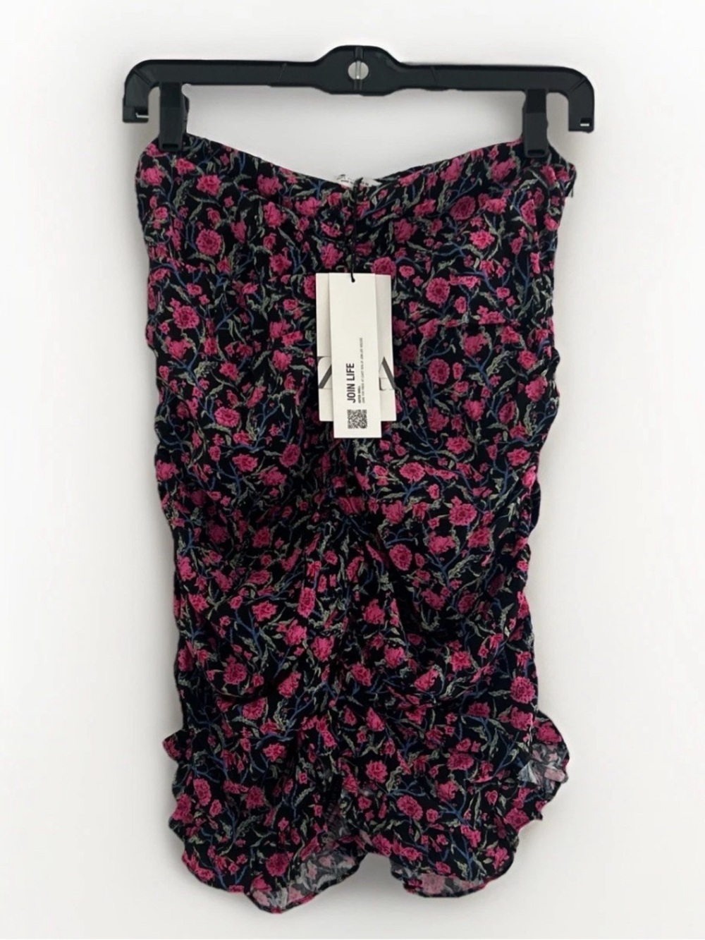 NEW Zara Floral Draped Mini Skirt Large